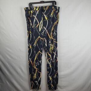 Two Hearts Womens Black Belt Chain Print Drawstring Waist Jogger Pants Size 3X‎